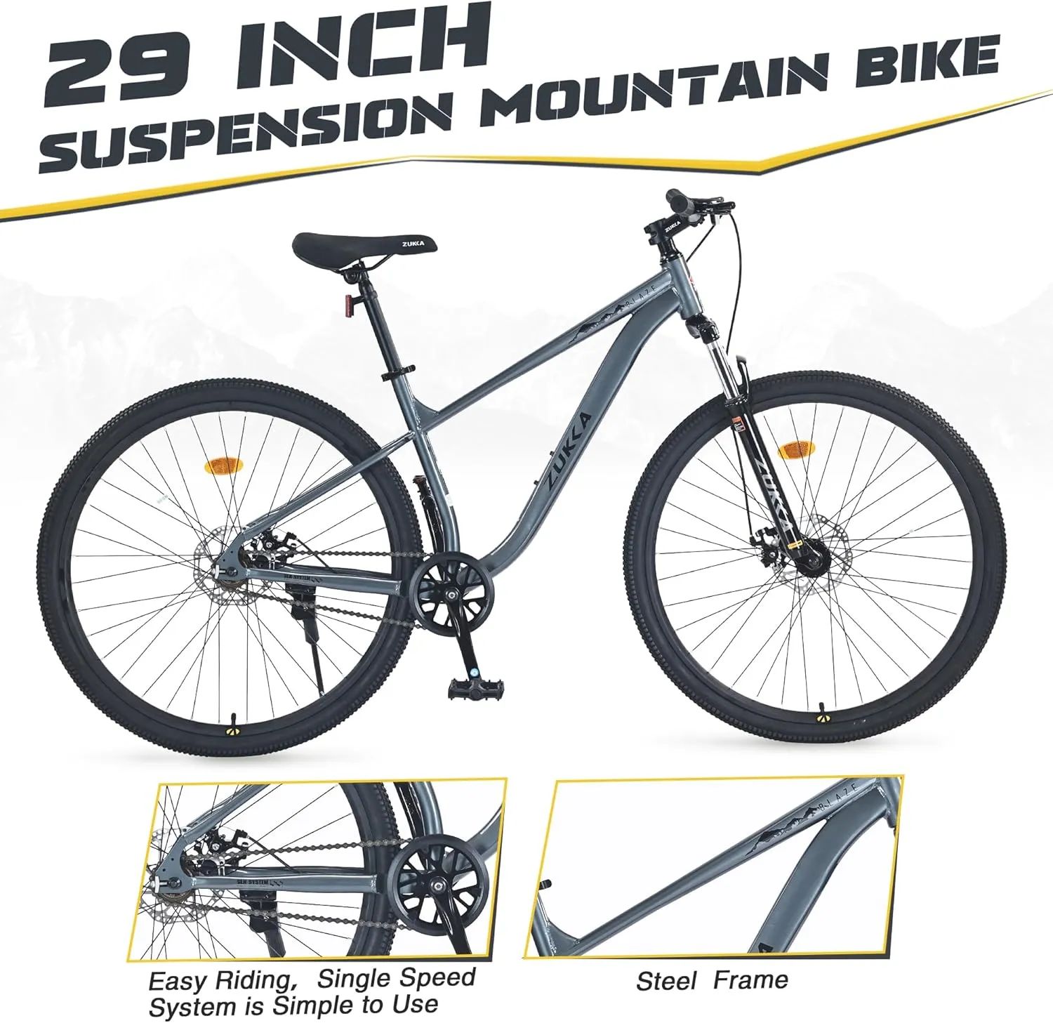 27.5/29 Inch Mountain Bike, Single Speed/ 8 Speeds MTB, Steel Frame, Front Suspension Fork, Disc Brake Bicycle for Women Men Adult,Multi Color