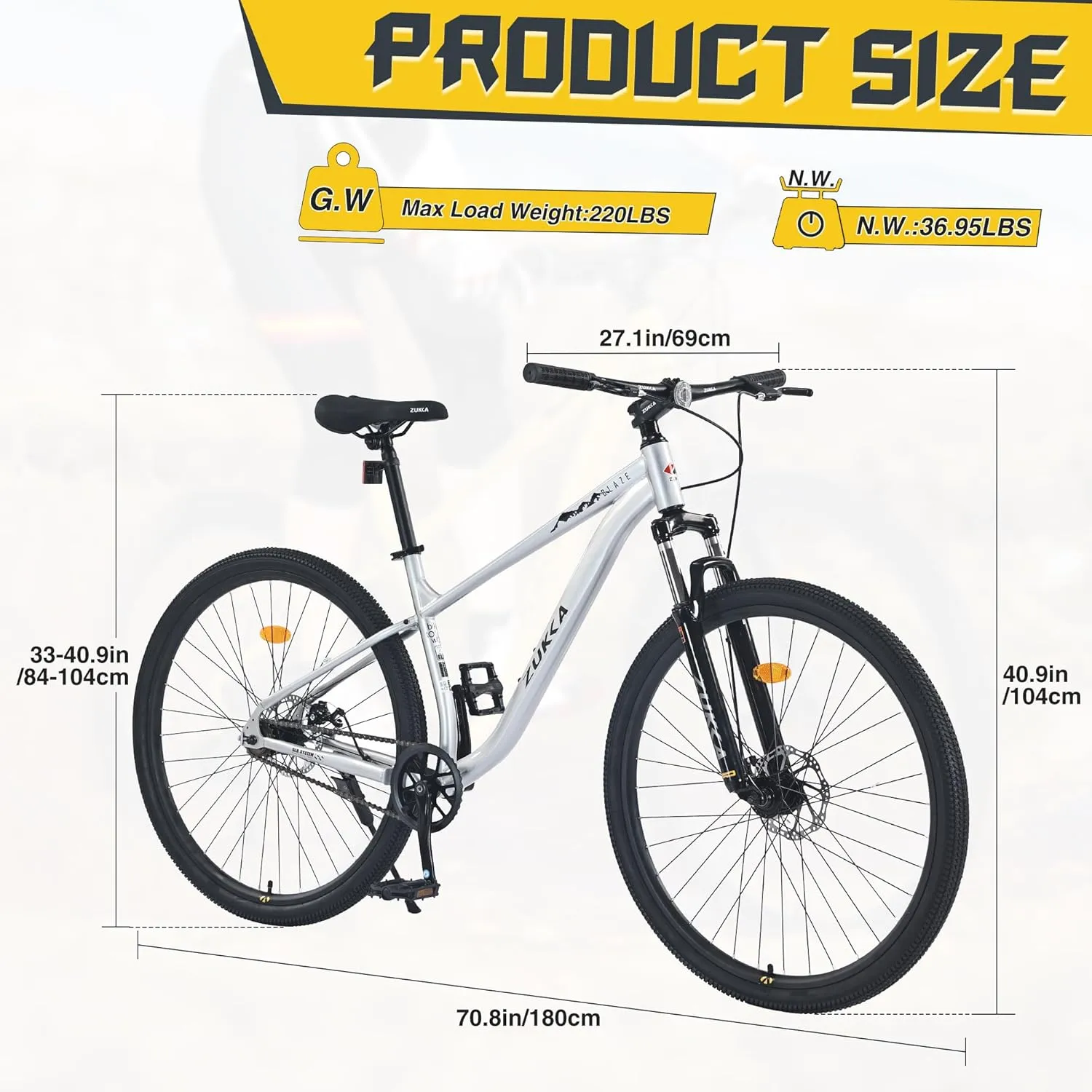 27.5/29 Inch Mountain Bike, Single Speed/ 8 Speeds MTB, Steel Frame, Front Suspension Fork, Disc Brake Bicycle for Women Men Adult,Multi Color