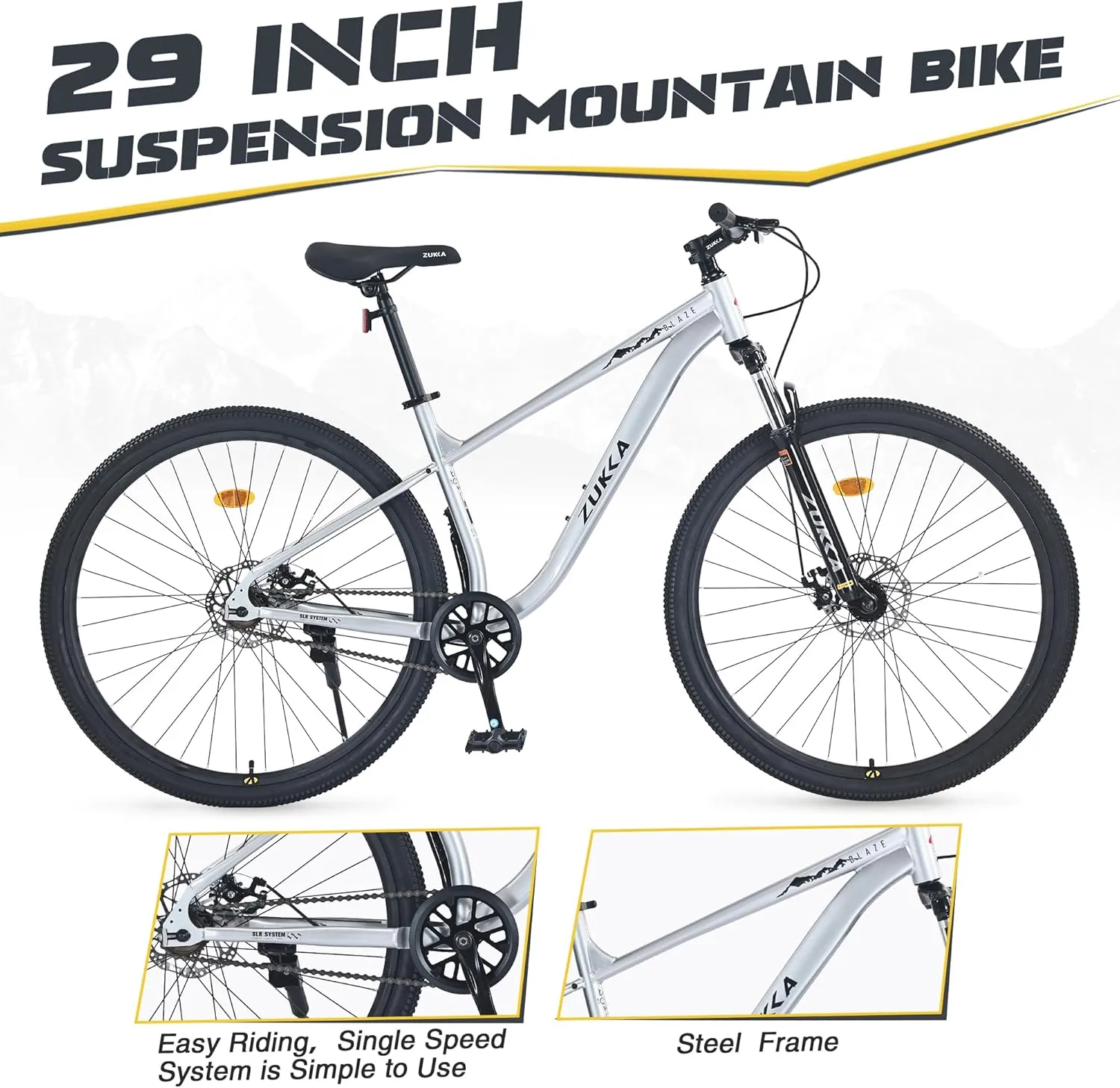 27.5/29 Inch Mountain Bike, Single Speed/ 8 Speeds MTB, Steel Frame, Front Suspension Fork, Disc Brake Bicycle for Women Men Adult,Multi Color