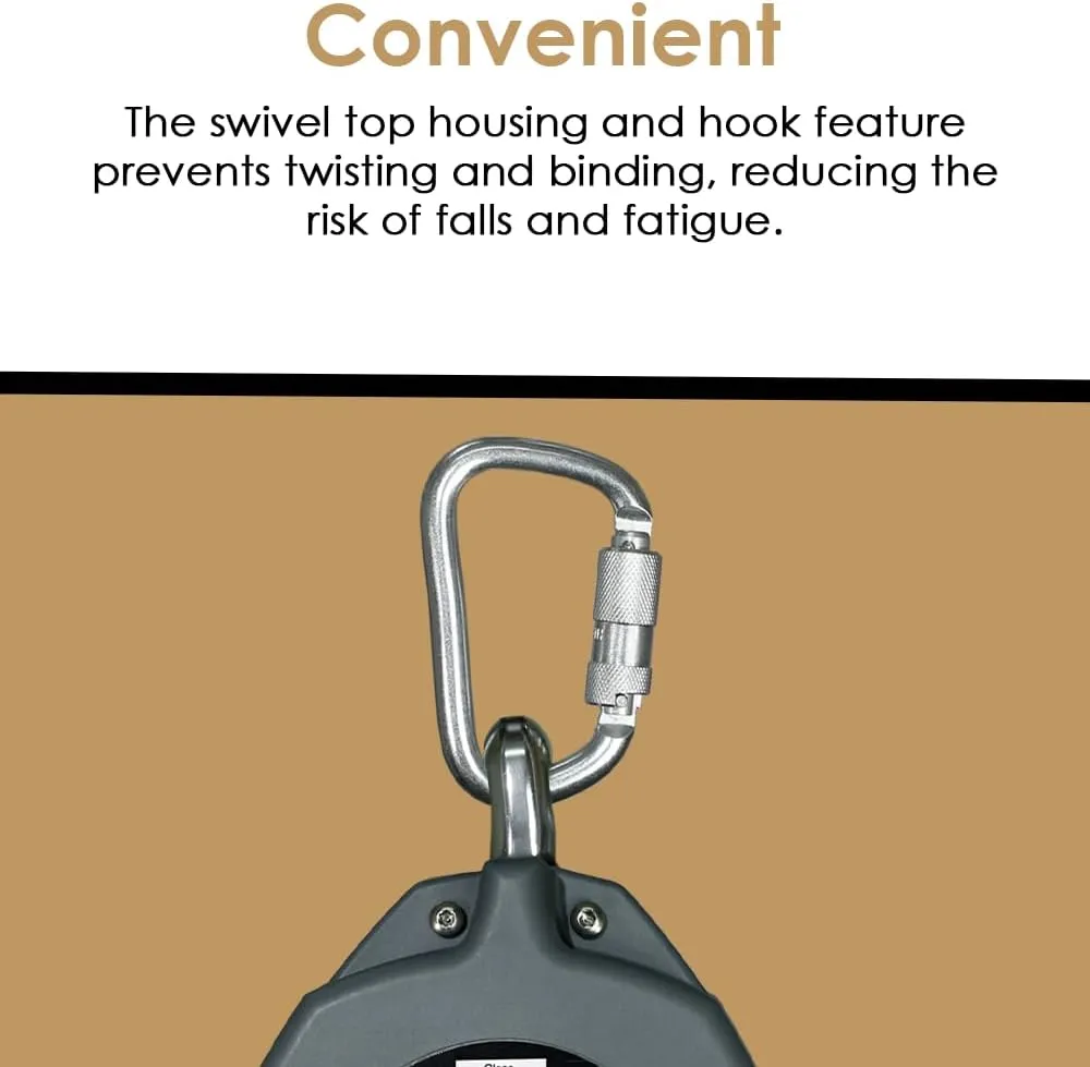 AFP Demon 20 FT Single Leg Self-Retracting Lifeline Cable Retractable | Steel Locking Snap Hook | Safety Yoyo | Fall Protection Arrest Limiter | Construction Industrial | OSHA & ANSI Rated SRL