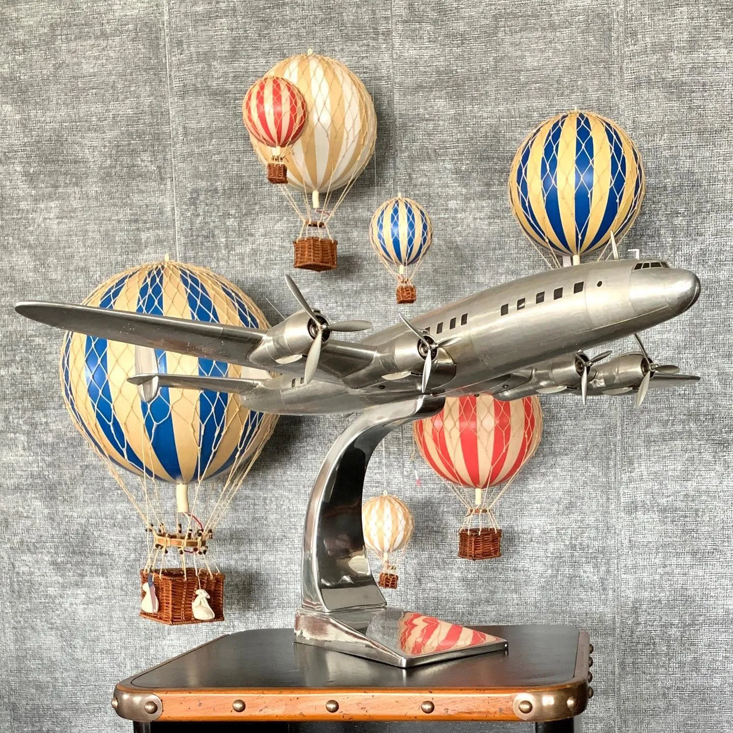 Authentic Models Travels Light, Red Double - Hot Air Balloon Hanging Decor - 30cm