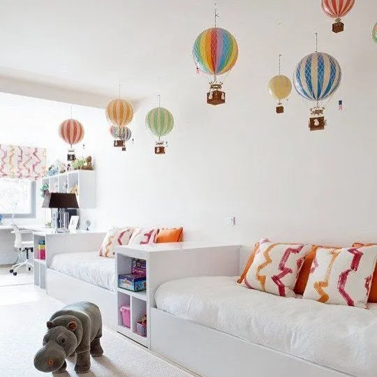 Authentic Models Travels Light, Red Double - Hot Air Balloon Hanging Decor - 30cm