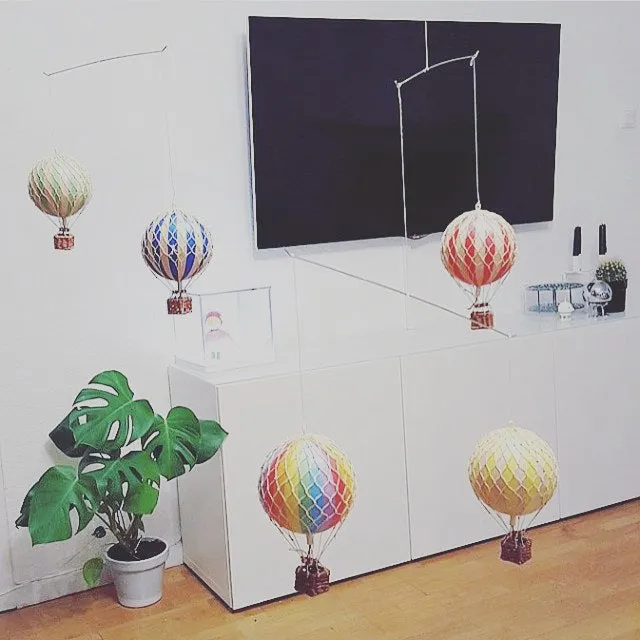 Authentic Models Travels Light, Red Double - Hot Air Balloon Hanging Decor - 30cm