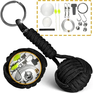 Black Monkey Fist Paracord Keychain Emergency Kit
