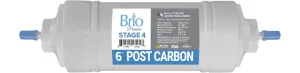 Brio Premier 6" Inline Straight-Type Coconut Shell G.A.C Filter 5 Micron