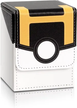 Collectible Trading Card Cases, Card Deck Box Storage Box Case Magnetic Deck Box Card Holder Can hold around 100 cards (Black-Yellow-White)