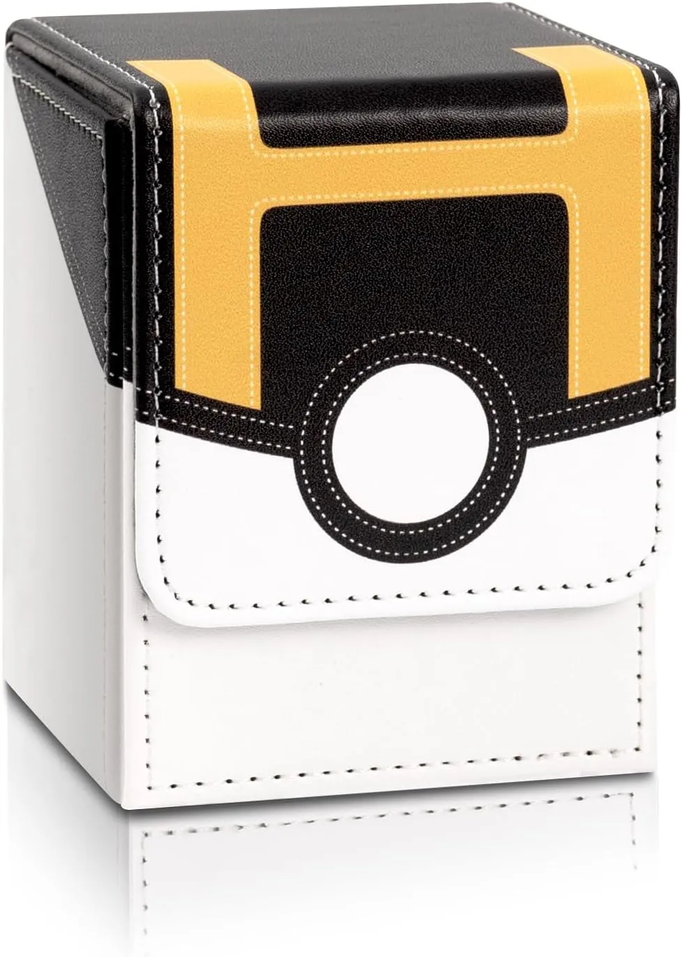 Collectible Trading Card Cases, Card Deck Box Storage Box Case Magnetic Deck Box Card Holder Can hold around 100 cards (Black-Yellow-White)