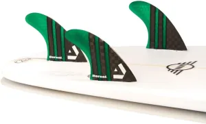 DORSAL Surfboard Fins Thruster 3 Set FCS Compatible Green Medium Carbon Fiber with Honeycomb Hexcore