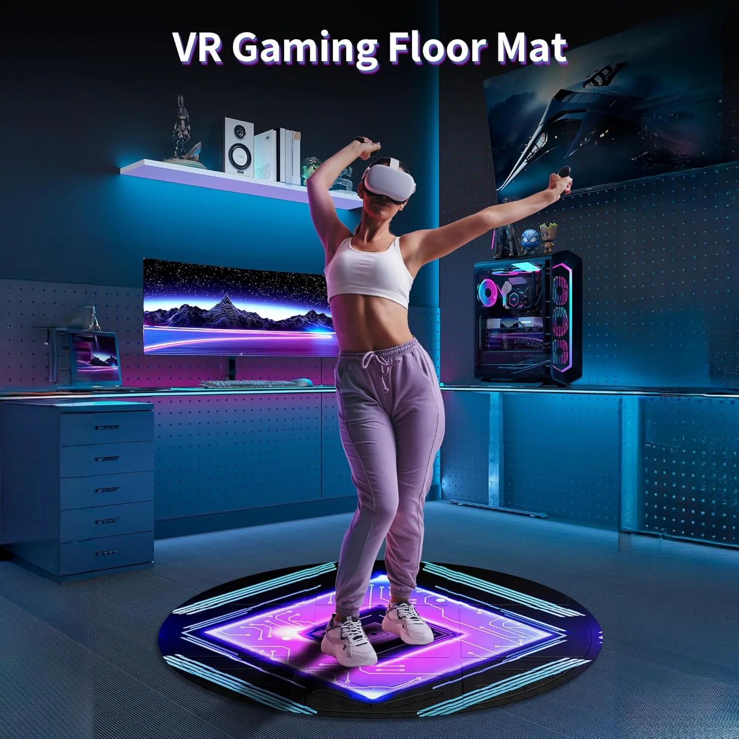 Foldable VR Mat for Meta Quest 3S/Quest 3/Oculus Quest 2/Pro/PSVR2/Carpet, VR Floor Mat for All VR Headsets, Non-slip, Soft, and Fatigue-resistant, Ensuring Free Exploration of The Metaverse (Purple)
