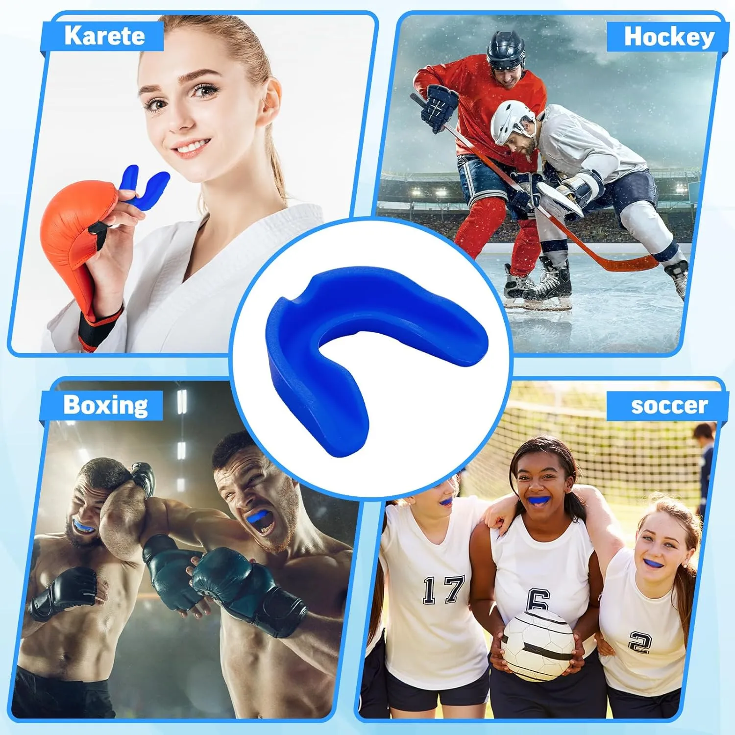 Frienda 50 Pcs Football Mouth Guards Bulk Youth Football Mouthpiece Sport Athletic Mouthguard Gum Teeth Guard for Hockey Karate Basketball Boxing Basketball Rugby