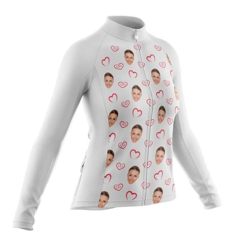 I heart you Custom Face Long Sleeve Club Jersey (white)
