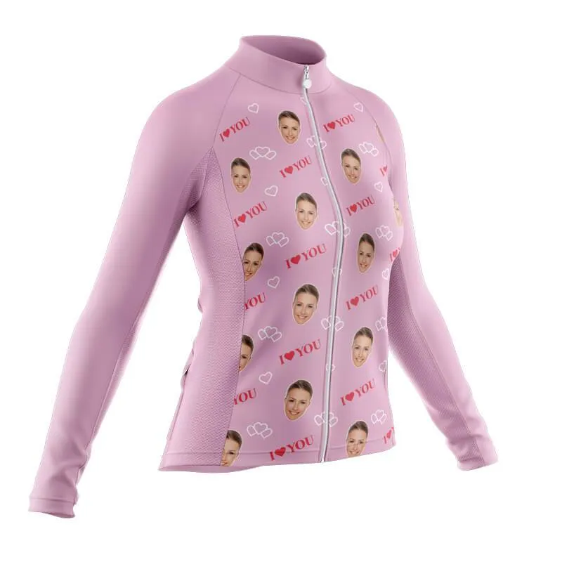 I love you Custom Face Thermal Club Jersey (Pink)