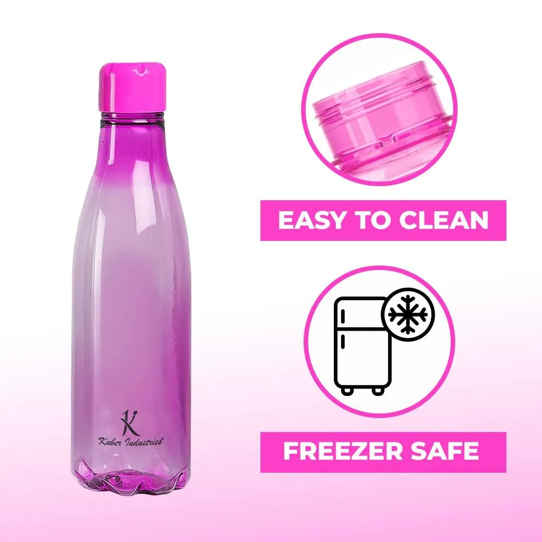 Kuber Industries BPA Free Plastic Water Bottles | Unbreakable, Leak Proof, 100% Food Grade Plastic | For Kids & Adults | Refrigerator Plastic Bottle Set of 4|PURPLE (Pack Of 3)