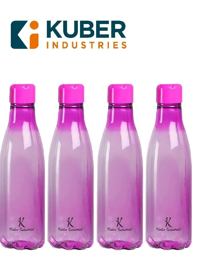 Kuber Industries BPA Free Plastic Water Bottles | Unbreakable, Leak Proof, 100% Food Grade Plastic | For Kids & Adults | Refrigerator Plastic Bottle Set of 4|PURPLE (Pack Of 3)