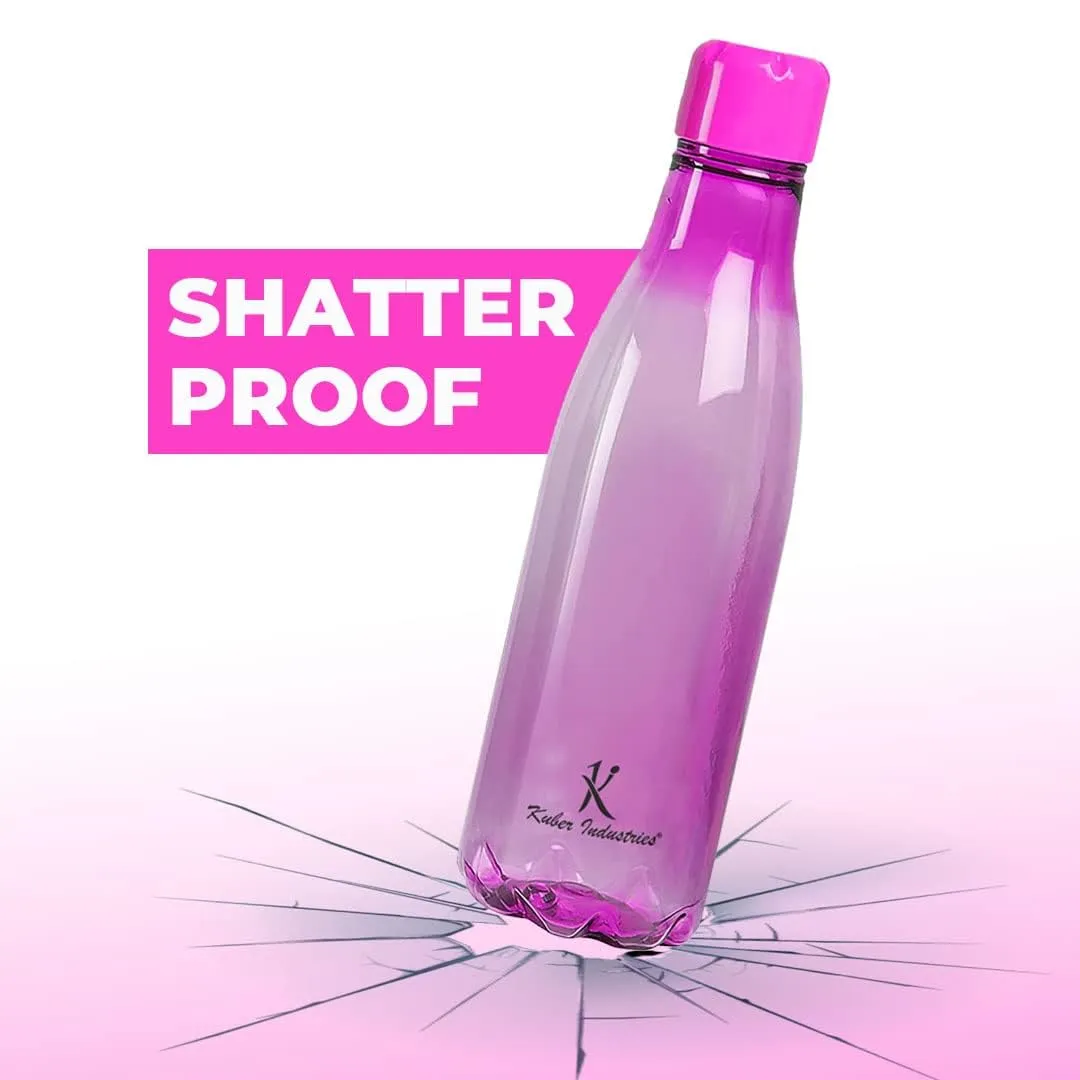 Kuber Industries BPA Free Plastic Water Bottles | Unbreakable, Leak Proof, 100% Food Grade Plastic | For Kids & Adults | Refrigerator Plastic Bottle Set of 4|PURPLE (Pack Of 3)