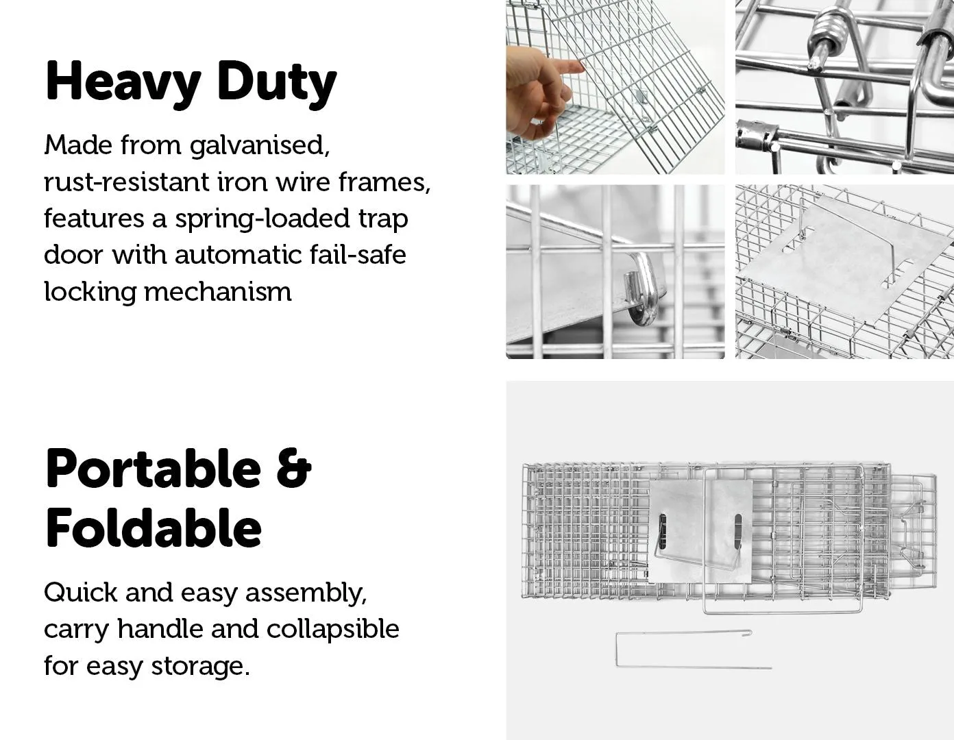 Large Humane Rust-Resistant Live Animal Cage Trap, 66cm | Randy & Travis Machinery
