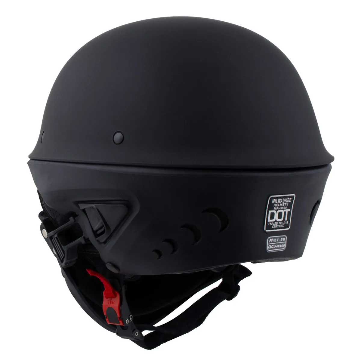 Milwaukee Helmets MPH9830DOT 'Rascal' 3/4 Open Face Flat Black 2 in 1