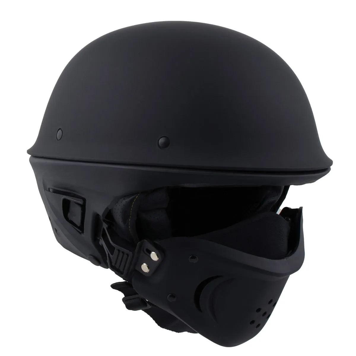 Milwaukee Helmets MPH9830DOT 'Rascal' 3/4 Open Face Flat Black 2 in 1