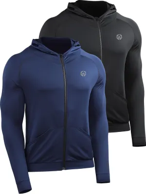 NELEUS Men's Full-Zip Athletic Jacket with Hoodies Workout Long Sleeve Fishing Hiking Performance Shirt