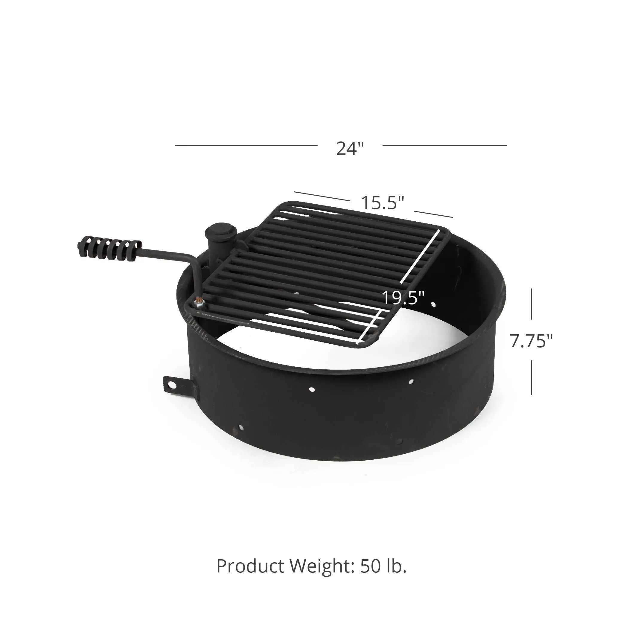 Scratch and Dent, 24" Steel Camp Fire Ring & Outdoor Cooking Grate