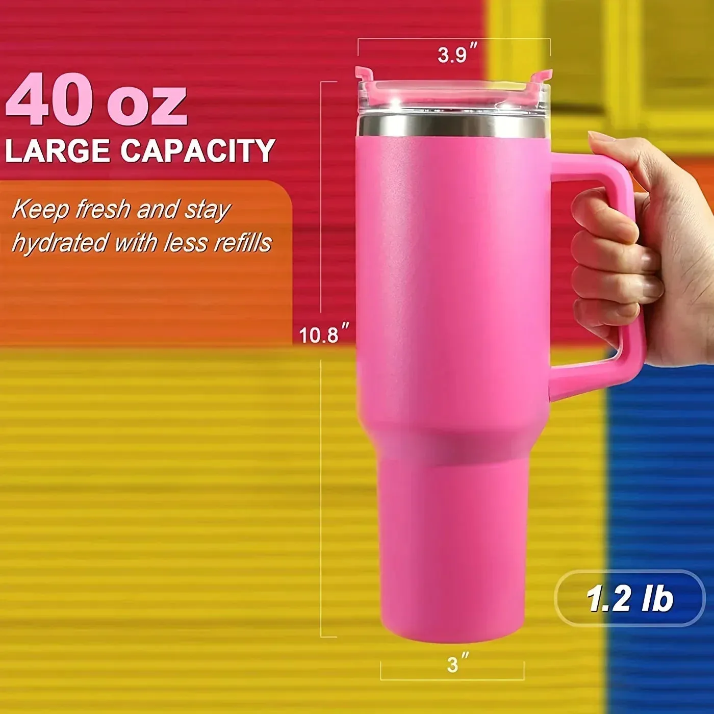 Stainless Steel Cup with Handle and Lid Straw