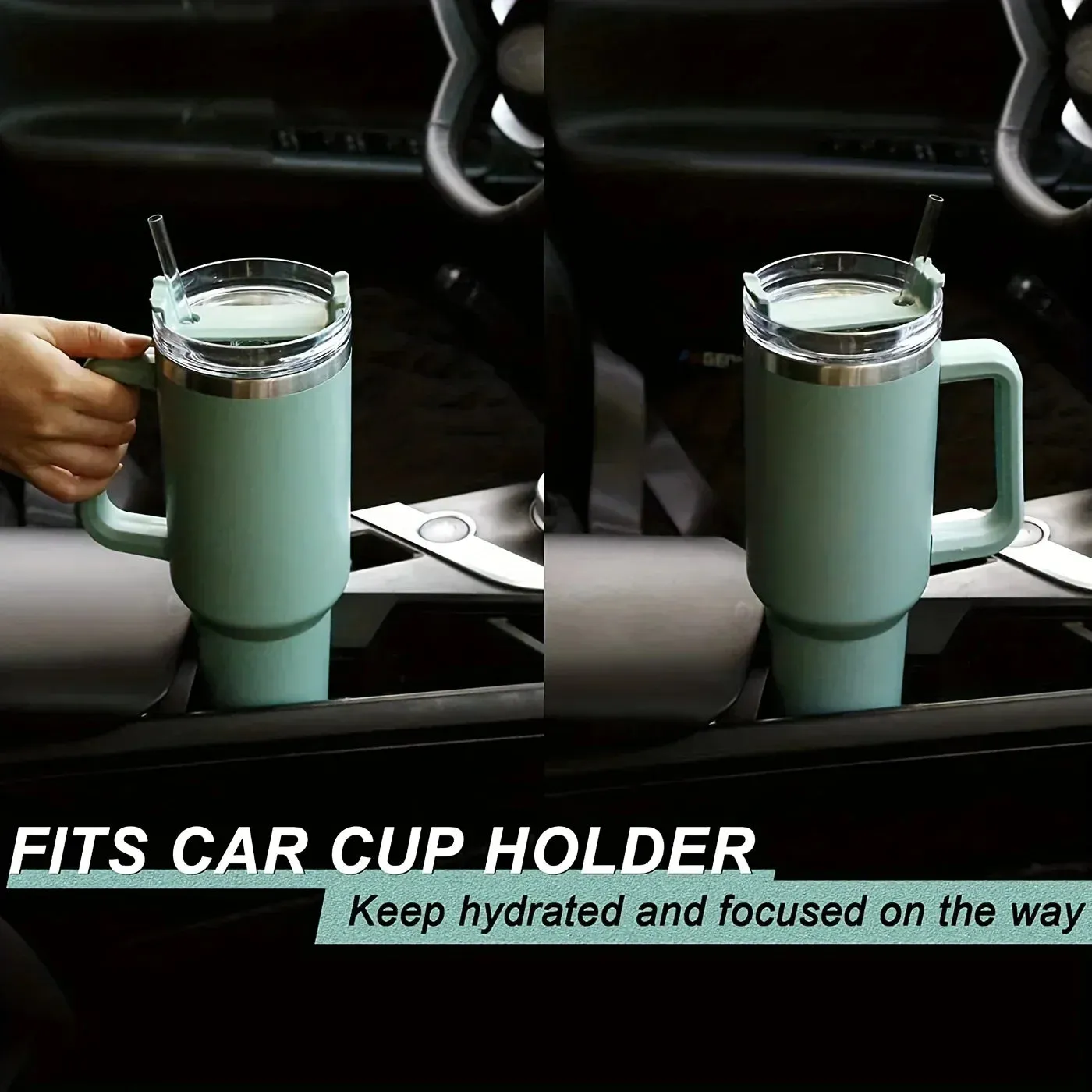 Stainless Steel Cup with Handle and Lid Straw