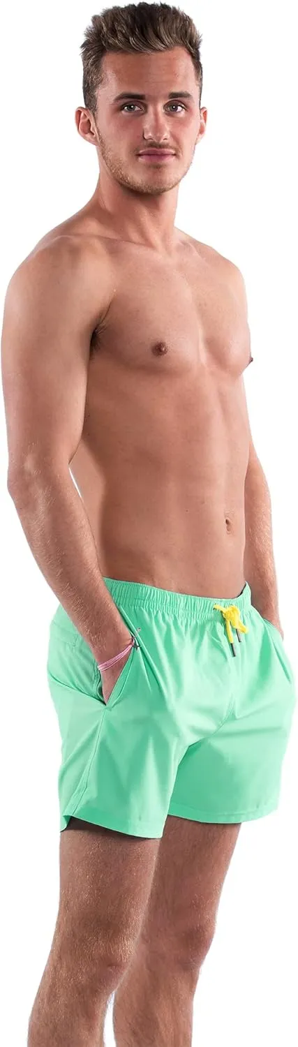 Third Wave Premium Swim Trunks - Men's 5 Inch Inseam Quick Dry Swim Shorts for Beach and Swimming