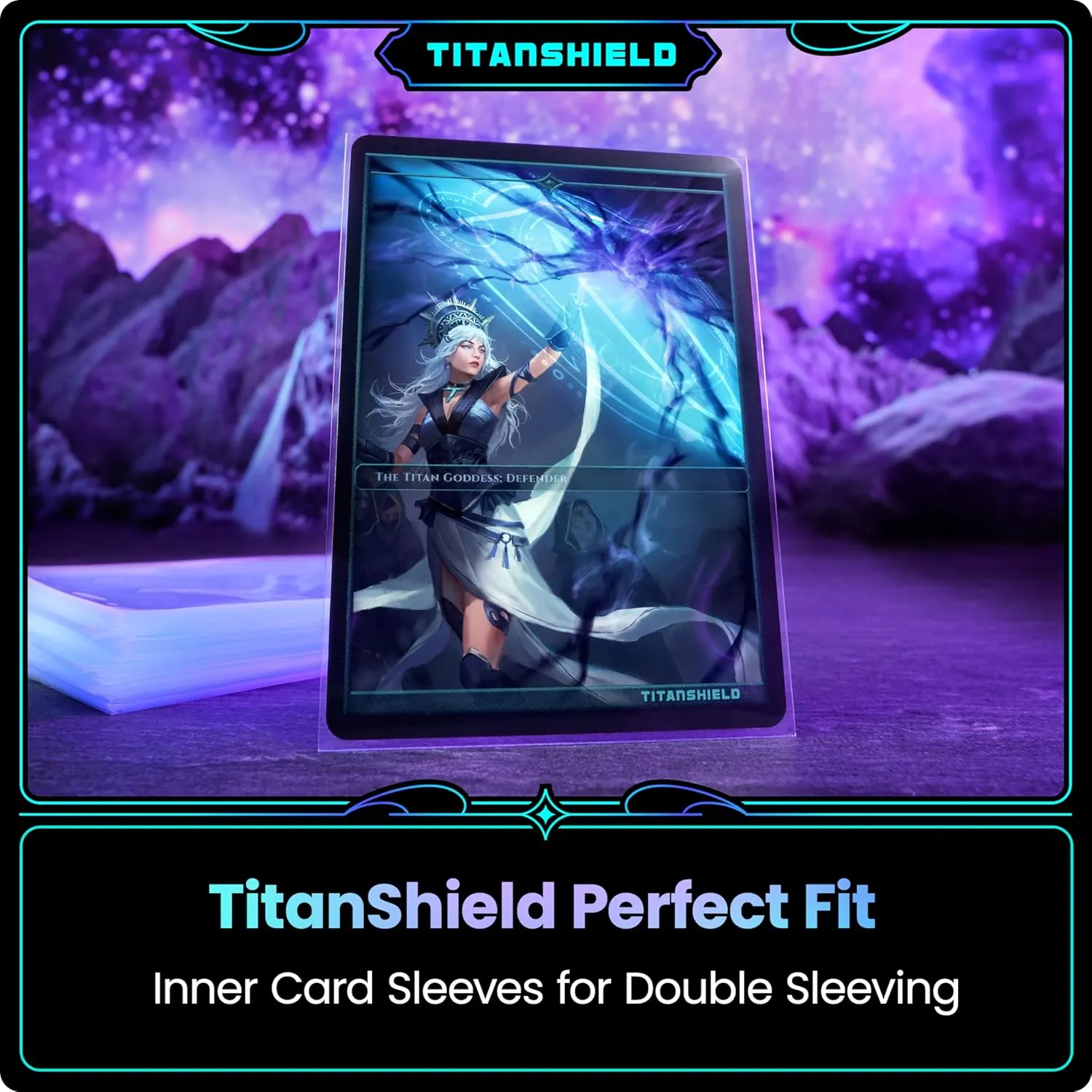 TitanShield 400 Premium 60-Microns Ultra Clear Standard Size Perfect Exact Fit Inner Card Sleeves. Perfect for Double-sleeving and Compatible with Pokemon Cards MTG Magic The Gathering Lorcana