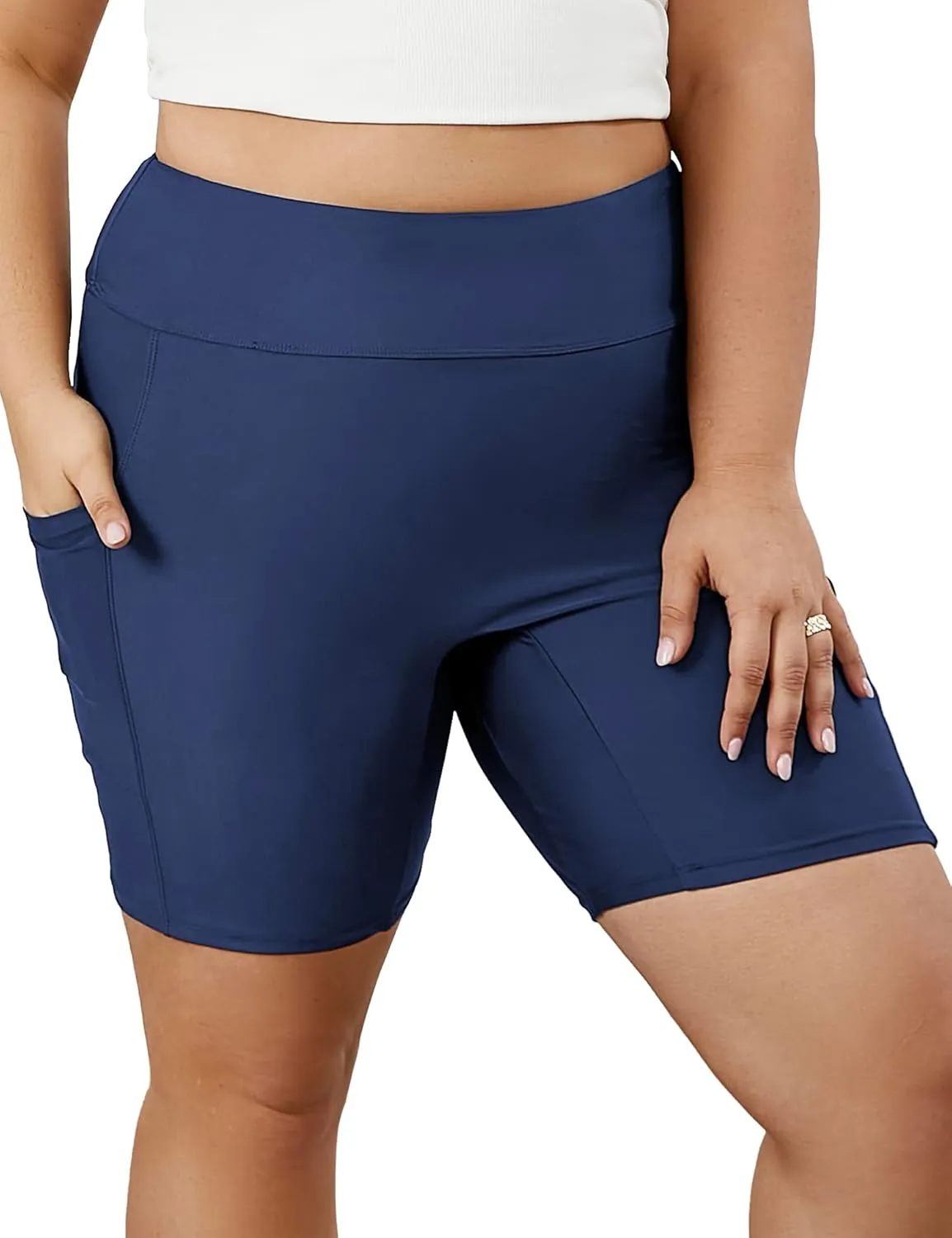 Tournesol Women's Plus Size Swim Shorts High Waisted Bathing Suit Bottoms Swimsuit Tankini Board Shorts Bikini with Pocket