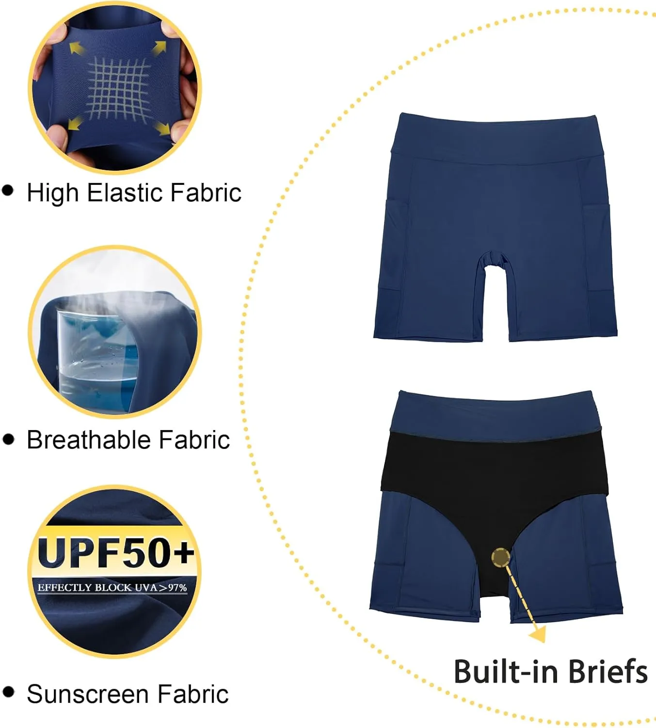 Tournesol Women's Plus Size Swim Shorts High Waisted Bathing Suit Bottoms Swimsuit Tankini Board Shorts Bikini with Pocket