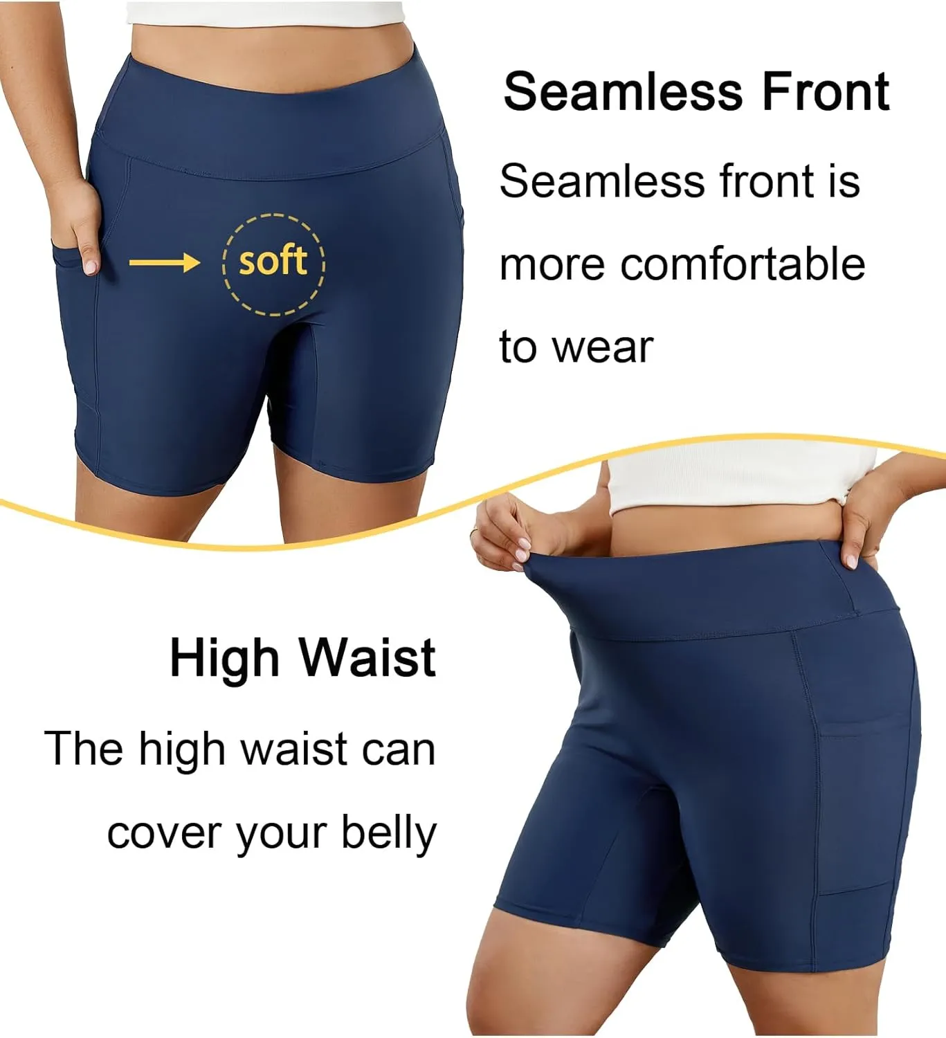Tournesol Women's Plus Size Swim Shorts High Waisted Bathing Suit Bottoms Swimsuit Tankini Board Shorts Bikini with Pocket