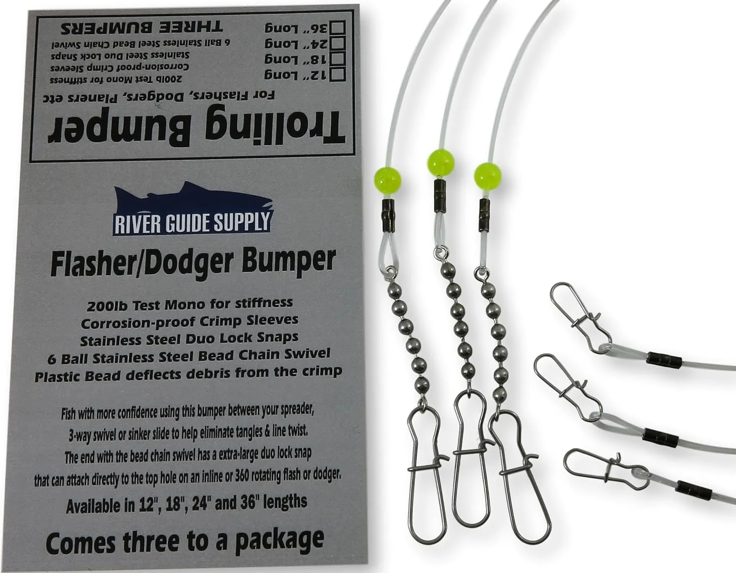 Trolling Bumper for Trolling Flashers & Dodgers 3 Pack (24 Inch)