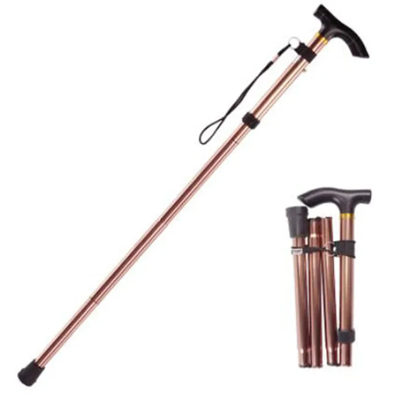 Walking Stick Telescopic Baton Hiking Trekking Poles Aluminum Alloy Metal Folding Cane Crutches Pole  Elderly People