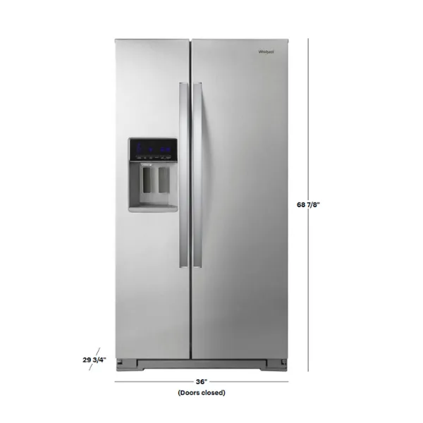 Whirlpool - 20.6 Cu. Ft. Side-by-Side Counter-Depth Refrigerator - Stainless Steel Model:WRS571CIHZ