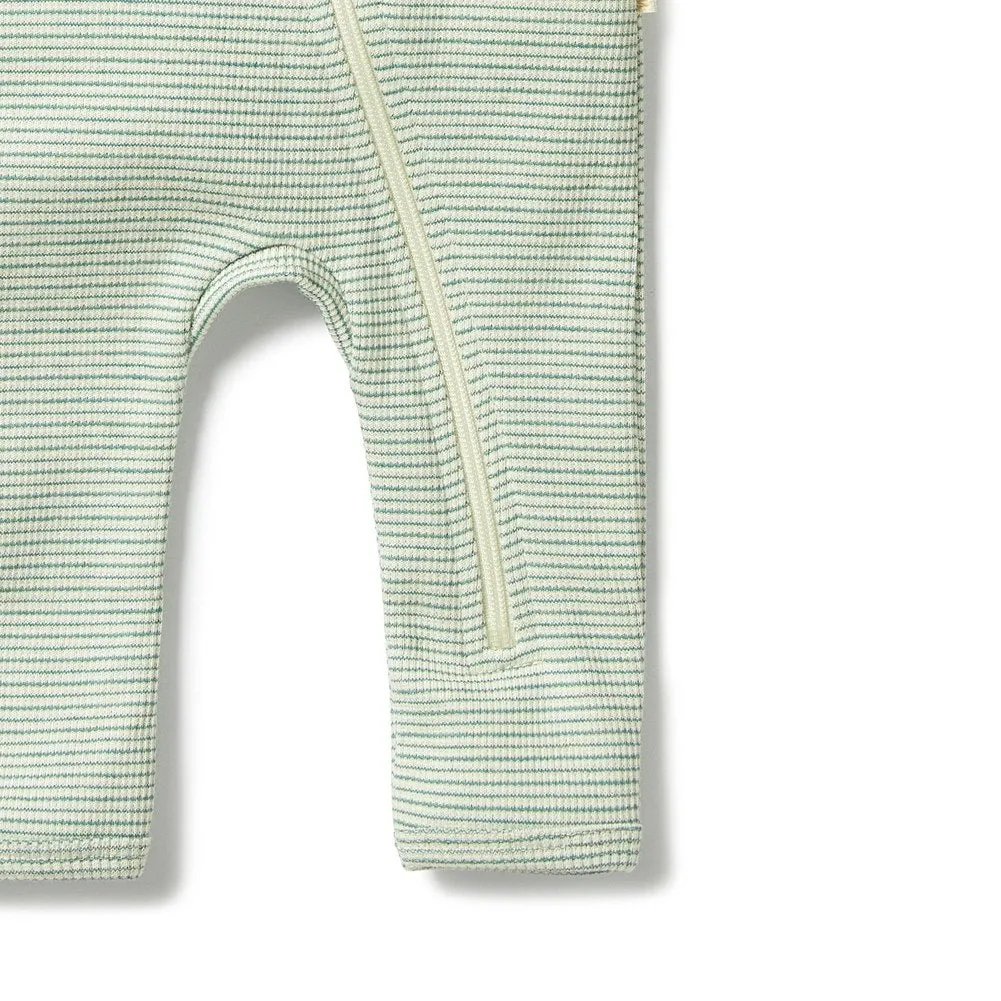 Wilson Frenchy Organic Cotton Striped Short Sleeve Zipsuit - Deep Sea (12-18 Months, 10-12 Kg)